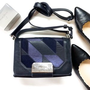 Stuart Weitzman Navy Blue Patchwork Color Block Crossbody Purse